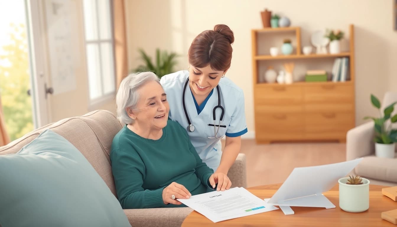 Dedicated caregiver assisting an elderly client, highlighting professional Pflegedienst services.