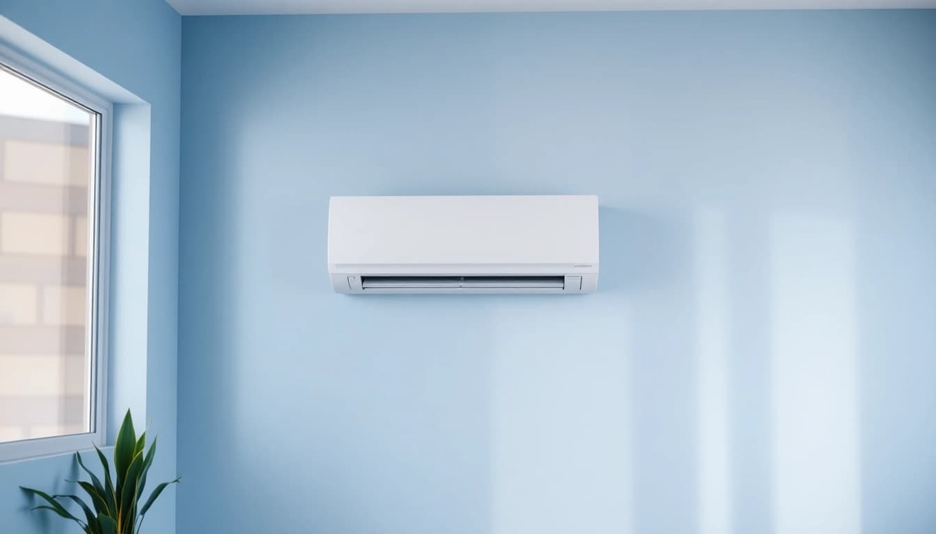 Klimaanlagen installieren lassen in einem stilvollen Raum mit moderner Klimaanlage an der Wand.