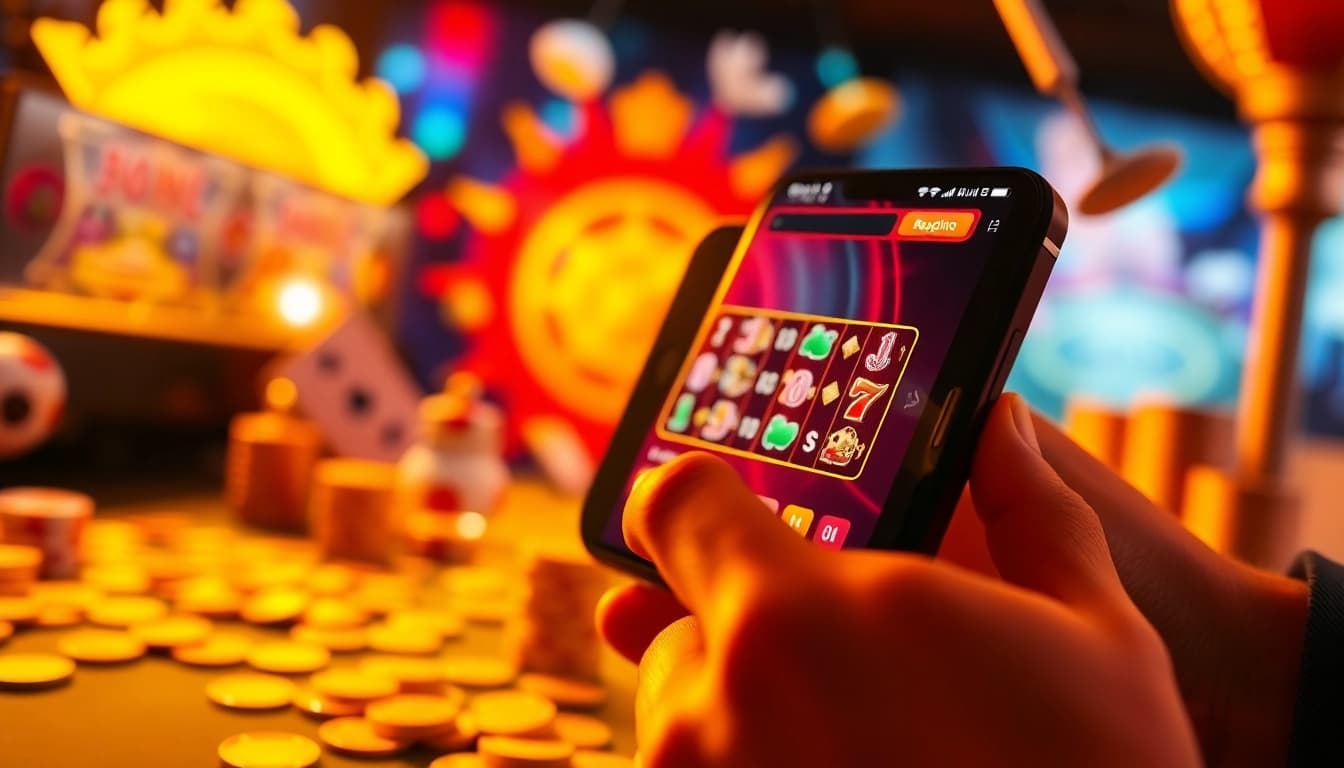 Experience the thrill of an echtgeld casino app with vibrant mobile gameplay showcasing real money slots.