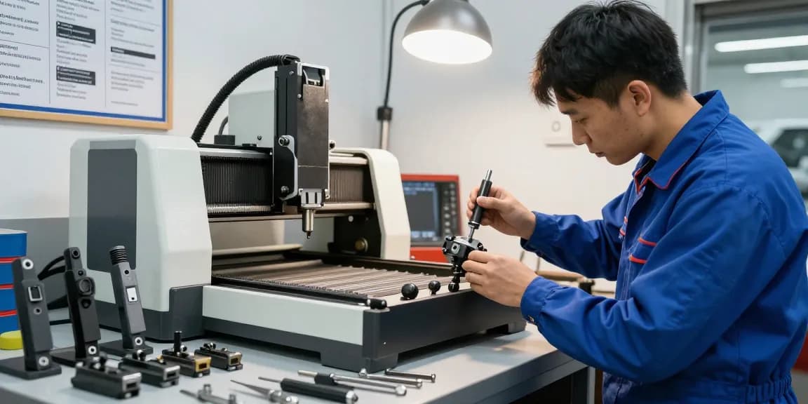 Lenkradschloss Reparatur in einer professionellen Werkstatt mit einem Techniker, der an einem Schloss arbeitet.