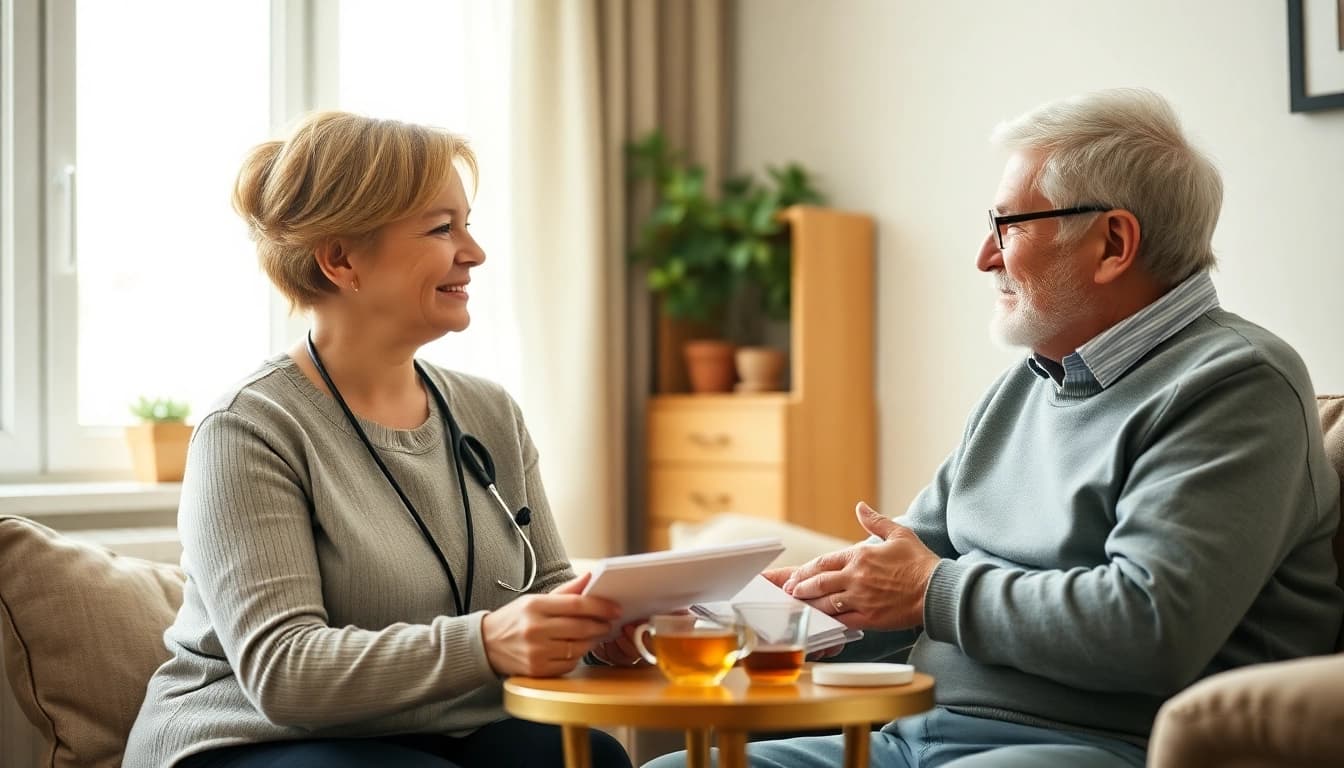Engage with meaningful marketing für pflegedienste showing caregivers connecting with elderly clients.