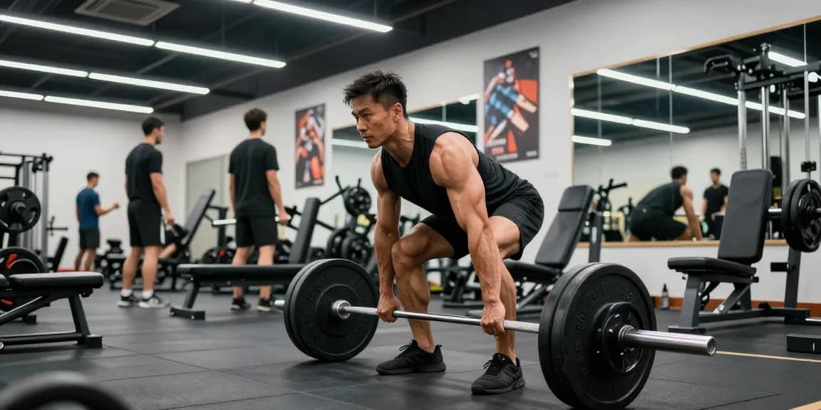 Anabolika Shop Deutschland: Bodybuilder trainiert intensiv mit schweren Gewichten im Fitnessstudio.