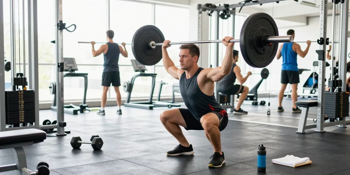 Anabolika Shop - Energetische Fitnessszene, die Athleten beim Training mit Gewichten zeigt und die Hingabe an Fitness hervorhebt.