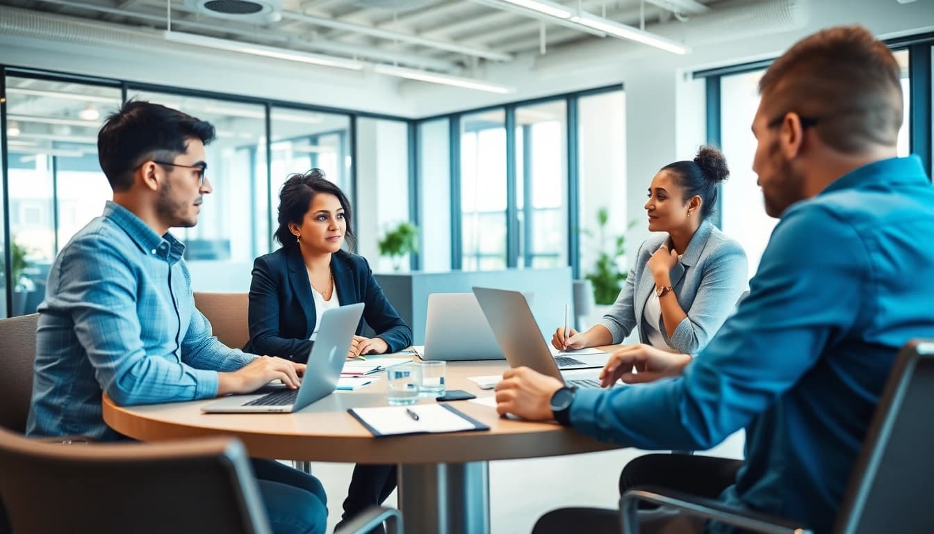 Headhunter IT providing collaborative recruitment solutions in a modern office setting.