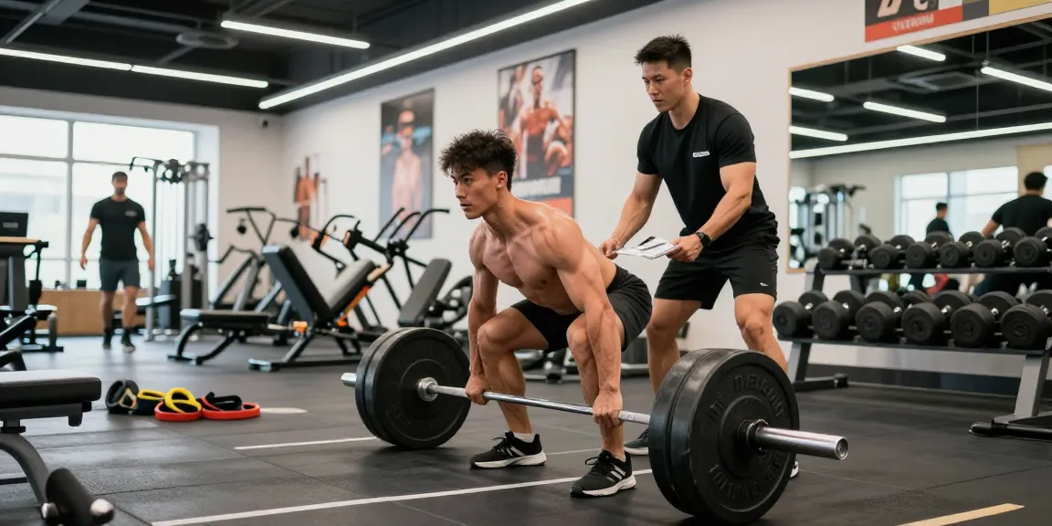 Prime Pharma Steroide Fitnessszene mit Bodybuilder, der Gewichte in einem modernen Fitnessstudio hebt
