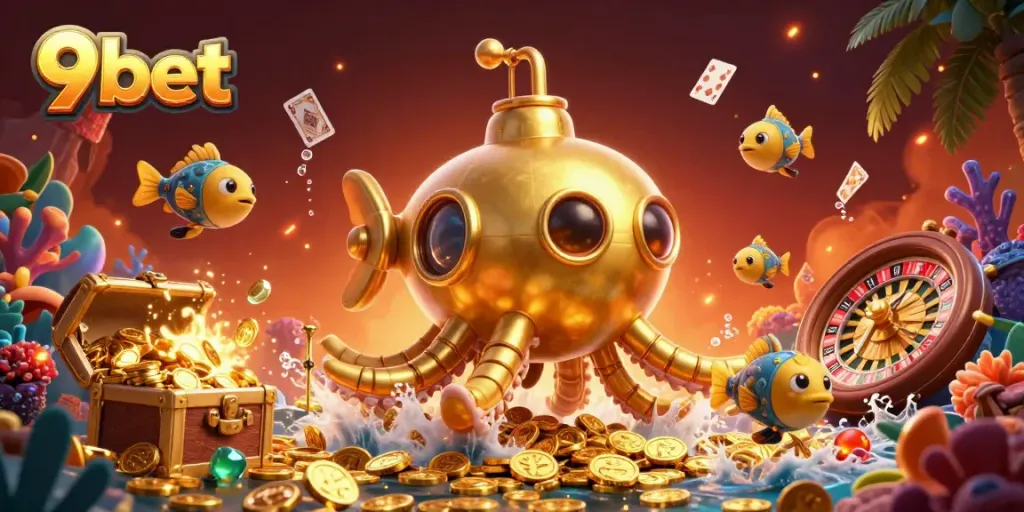 Experience the thrill of 9bet with a vibrant underwater themed casino scene filled with engaging elements.