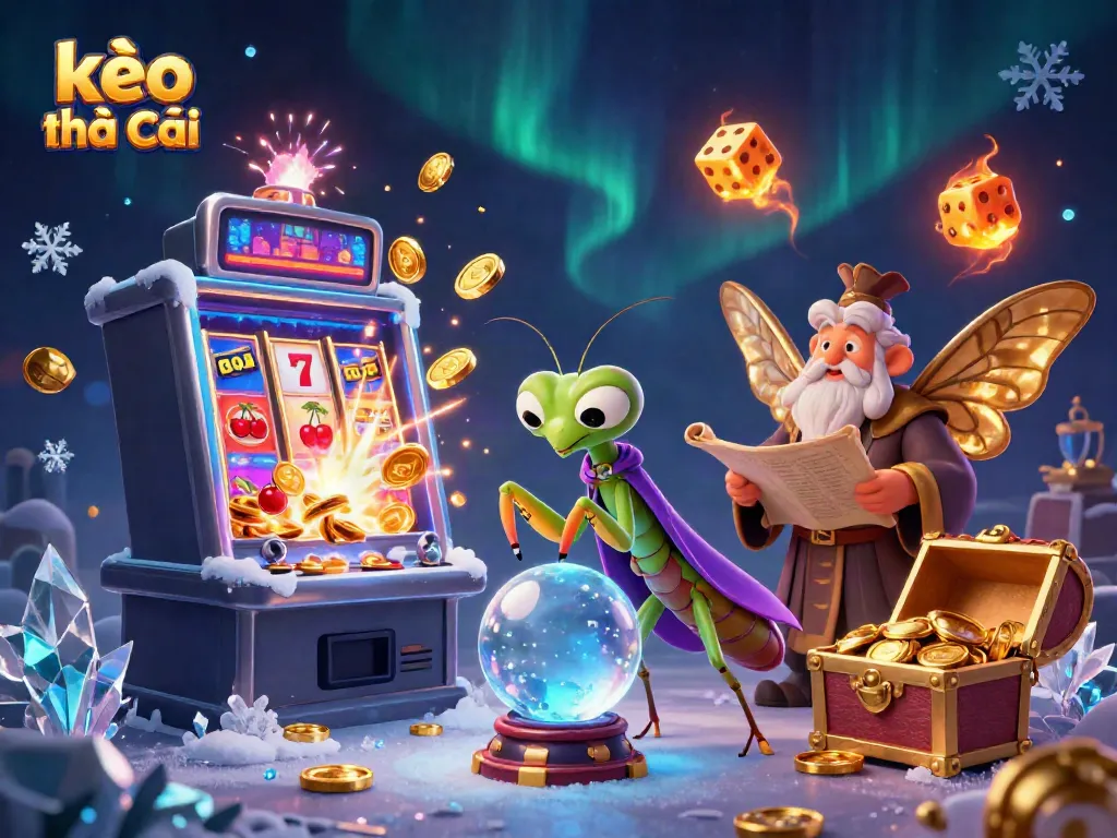 Experience the magic of kèo nhà cái with exciting casino elements and vibrant characters in an enchanting scene.