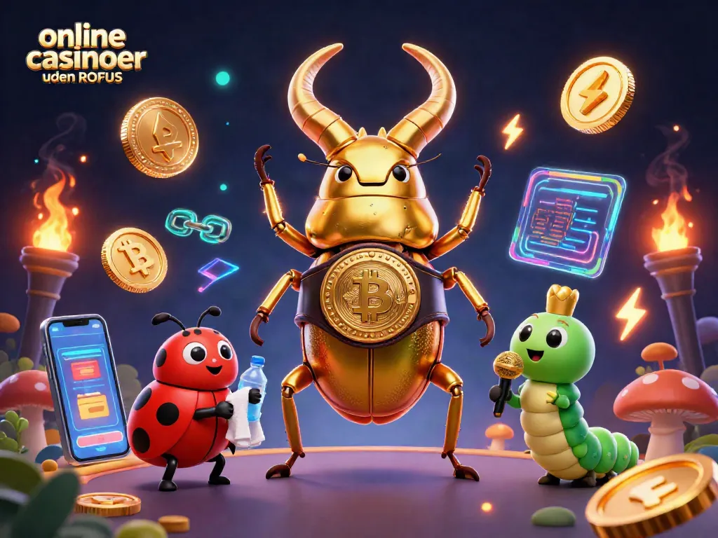 Engage in fun at online casinoer uden ROFUS with a vibrant 3D illustration featuring dynamic characters.