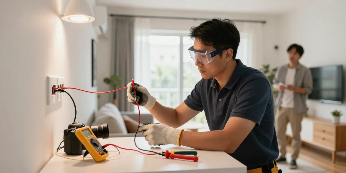 Firma für Elektrotechnik in Dortmund: Elektriker bei der Installation von modernen Lichtlösungen in einem Wohnraum.