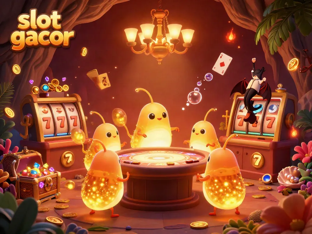 Experience a vibrant casino scene with slot gacor featuring glowworms illuminating the atmosphere.