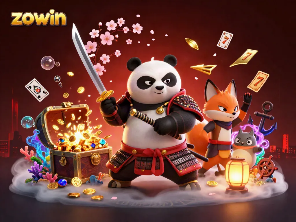 Zowin players enjoy immersive gaming experiences amid vibrant 3D casino imagery.