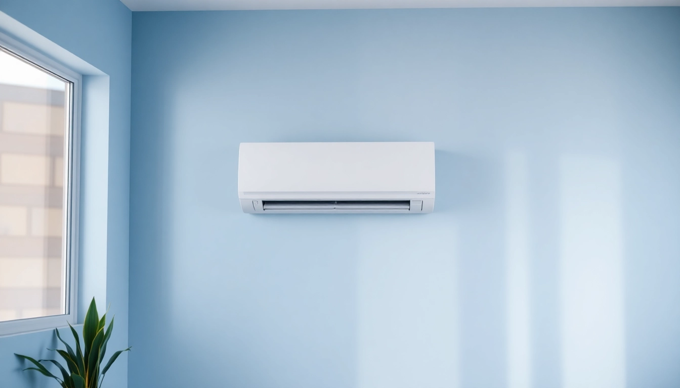Klimaanlagen installieren lassen in einem stilvollen Raum mit moderner Klimaanlage an der Wand.