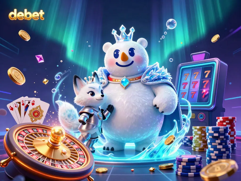 Experience the excitement of debet with a stunning 3D casino scene featuring royal game elements.