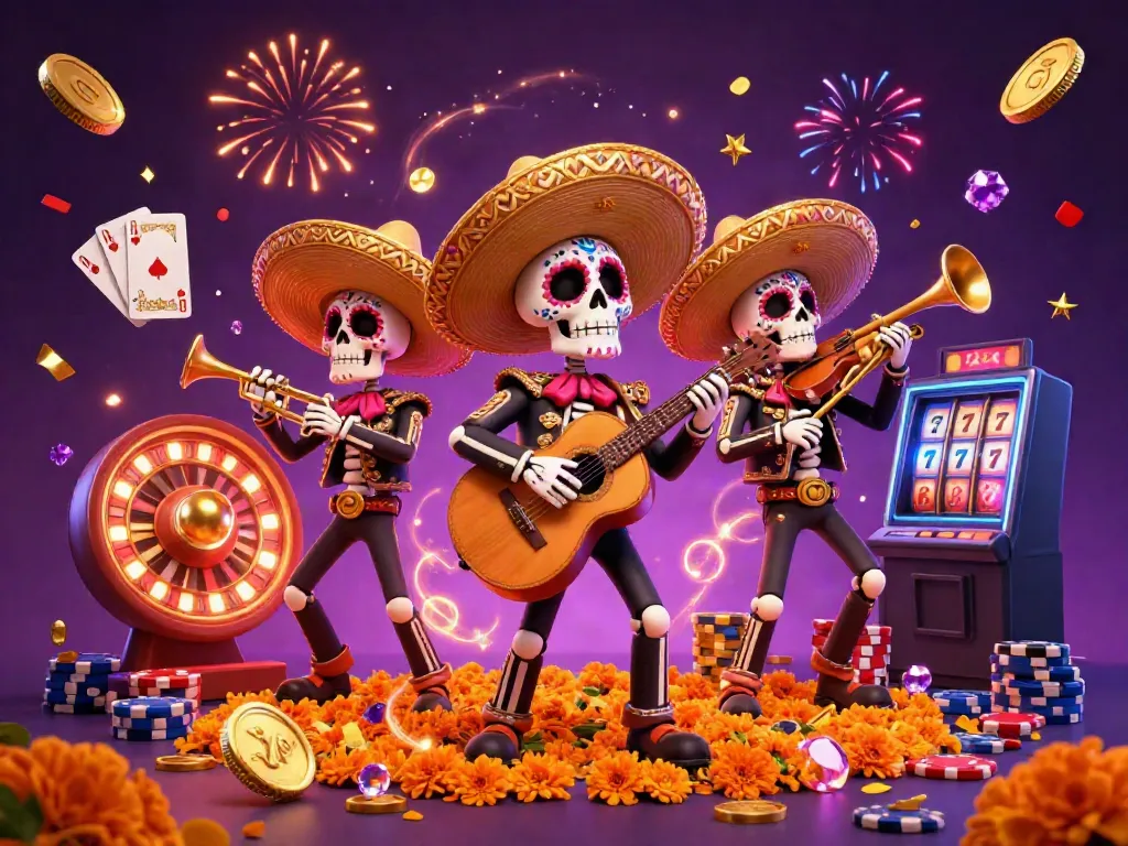 Win big at 11win with vibrant 3D casino imagery featuring a lively mariachi band, spinning roulette, and golden coins.
