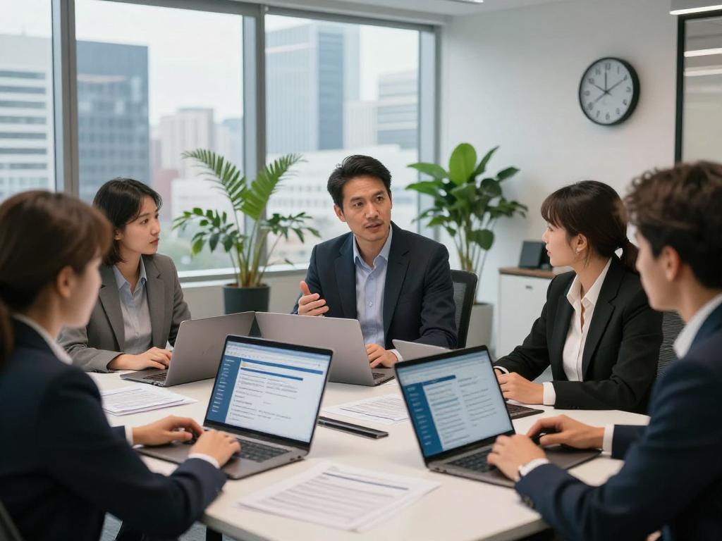 Startseite von MUNAS Consulting mit Experten für Datenschutz im Büro, die Beratungsgespräche führen.