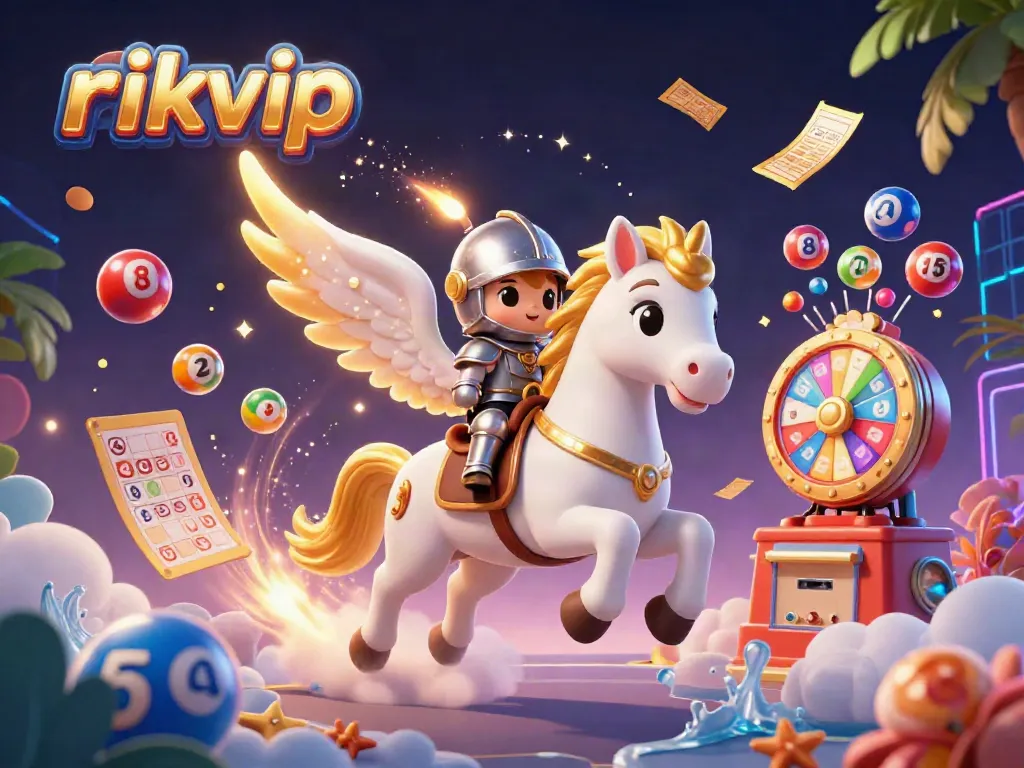 Experience the excitement of rikvip with a celestial scene blending fantasy and casino elements, showcasing vibrant games.