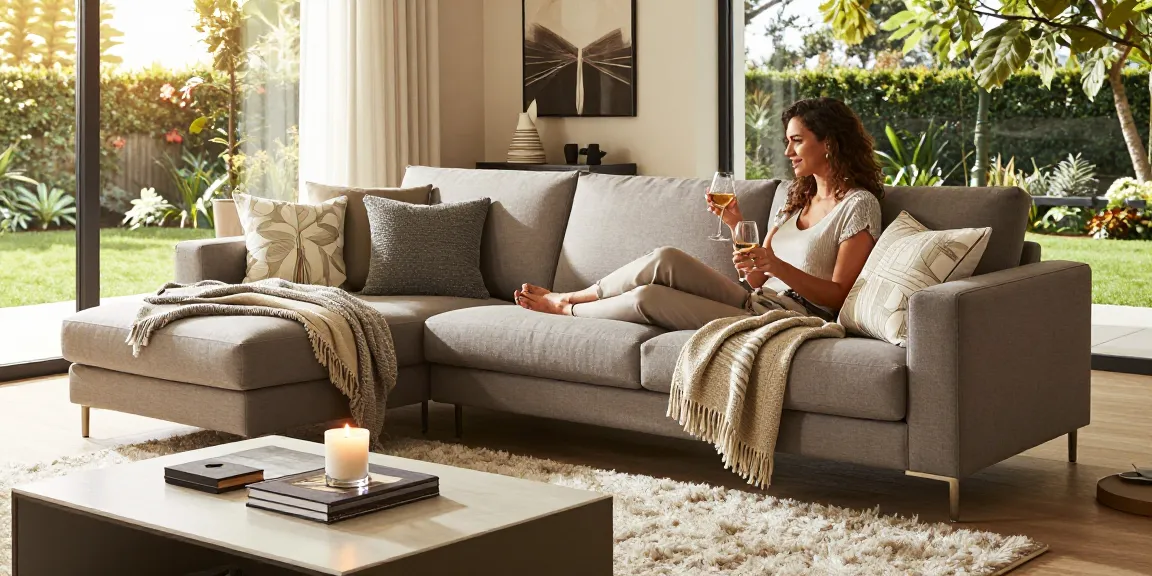 Stylisches Baxter Sofa Preis in einem luxuriösen Wohnambiente mit eleganter Dekoration und warmem Licht.