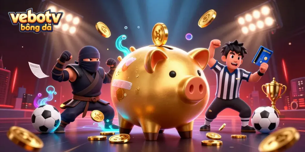 Engaging vebotv bóng đá scene featuring animated characters and sports elements capturing the excitement of live betting.