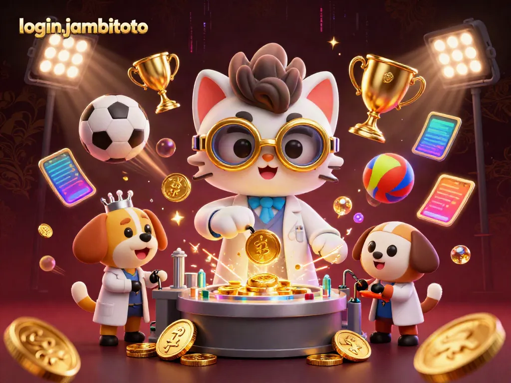 Experience the thrill of login jambitoto with a 3D scene of fun characters and dynamic casino sports elements.