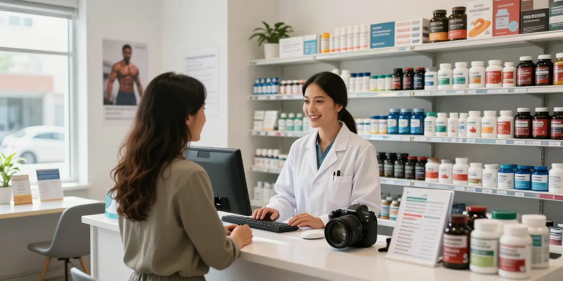 Im Selliza Pharma Shop berät ein freundlicher Apotheker Kunden zu Anabolika und Peptiden.