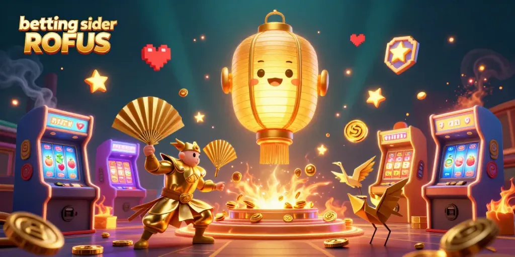 Experience dynamic gaming with betting sider uden ROFUS, showcasing a vibrant 3D casino scene filled with lucky symbols and engaging game elements.