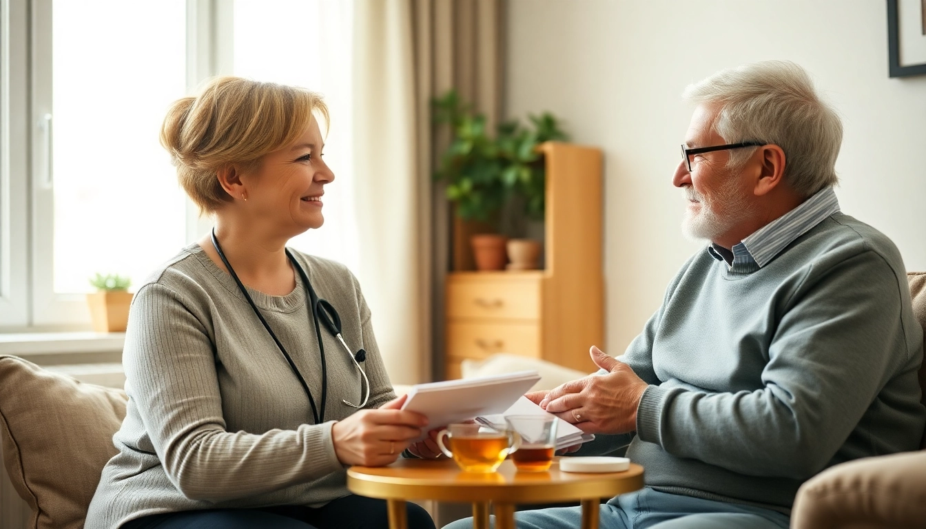 Engage with meaningful marketing für pflegedienste showing caregivers connecting with elderly clients.