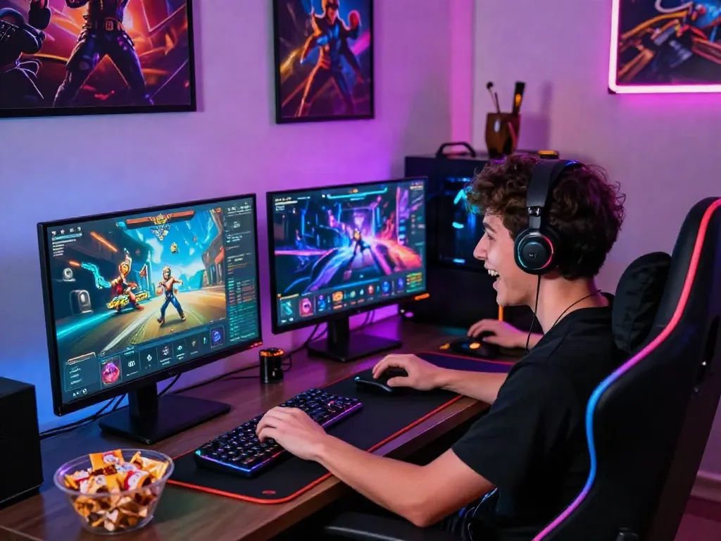 Experience the excitement of online gambling at https://uk88.ad/ with immersive gaming setups and vibrant decor.