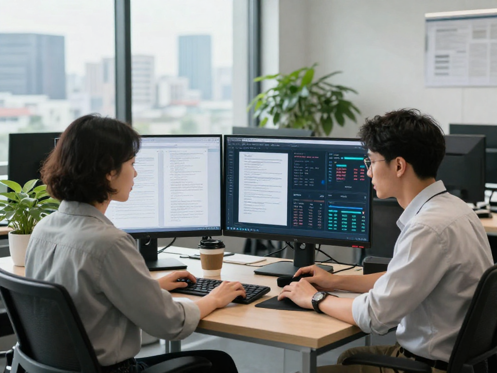 Data analyst examining document fraud detection analytics in a modern office.