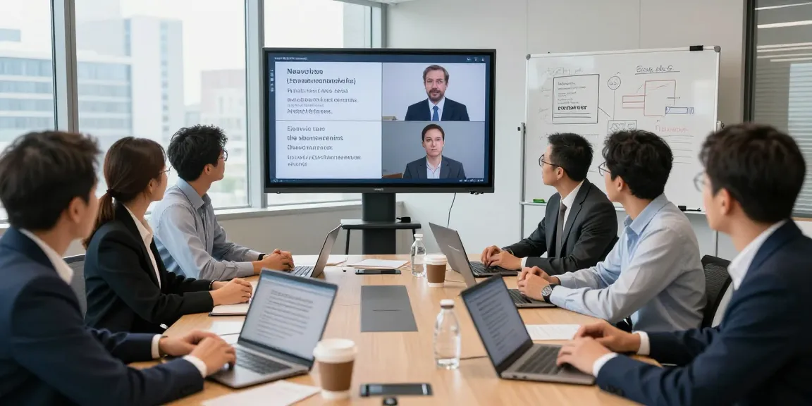 Professionelles Meeting mit Transync AI, um ins Deutsche zu übersetzen und Sprachbarrieren zu überwinden.