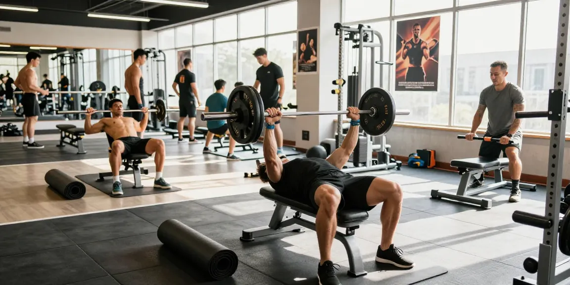 Bodybuilder im Anabolika Shop Deutschland beim Training im Fitnessstudio, das Engagement für Muskelaufbau und Fitness zeigt.