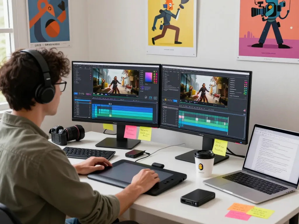 Dynamic video editing studio showcasing motion ai software in action.