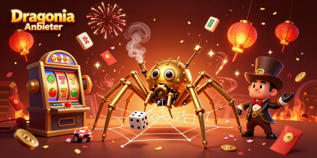 Erlebe das Dragonia Anbieter Casino mit bunten Spielautomaten und feierlichen Effekten.
