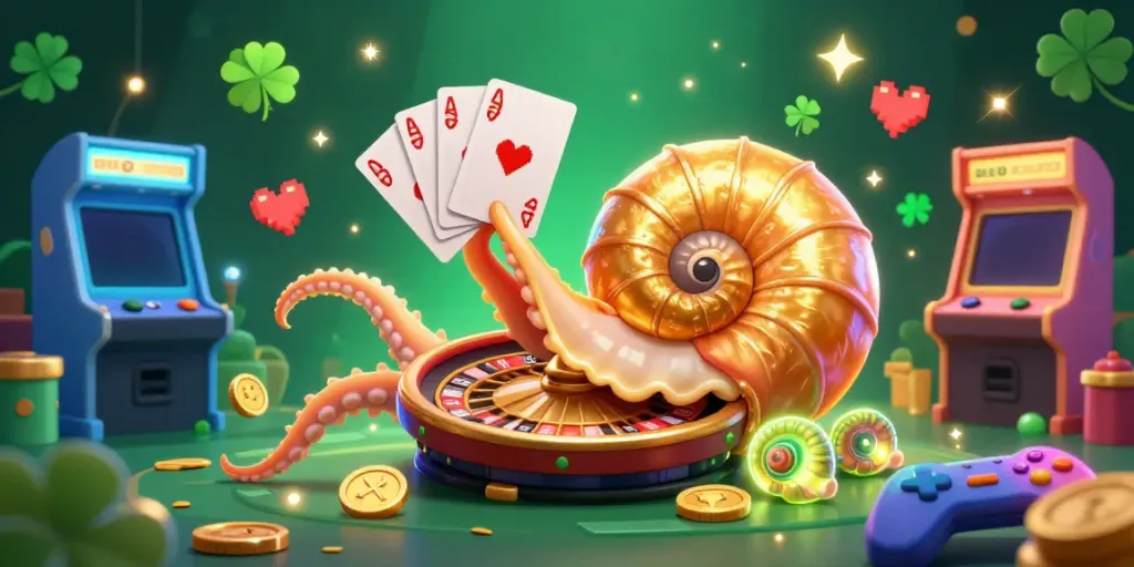 Engage with thrilling casino gameplay at da88 with a giant nautilus and vibrant gaming elements.