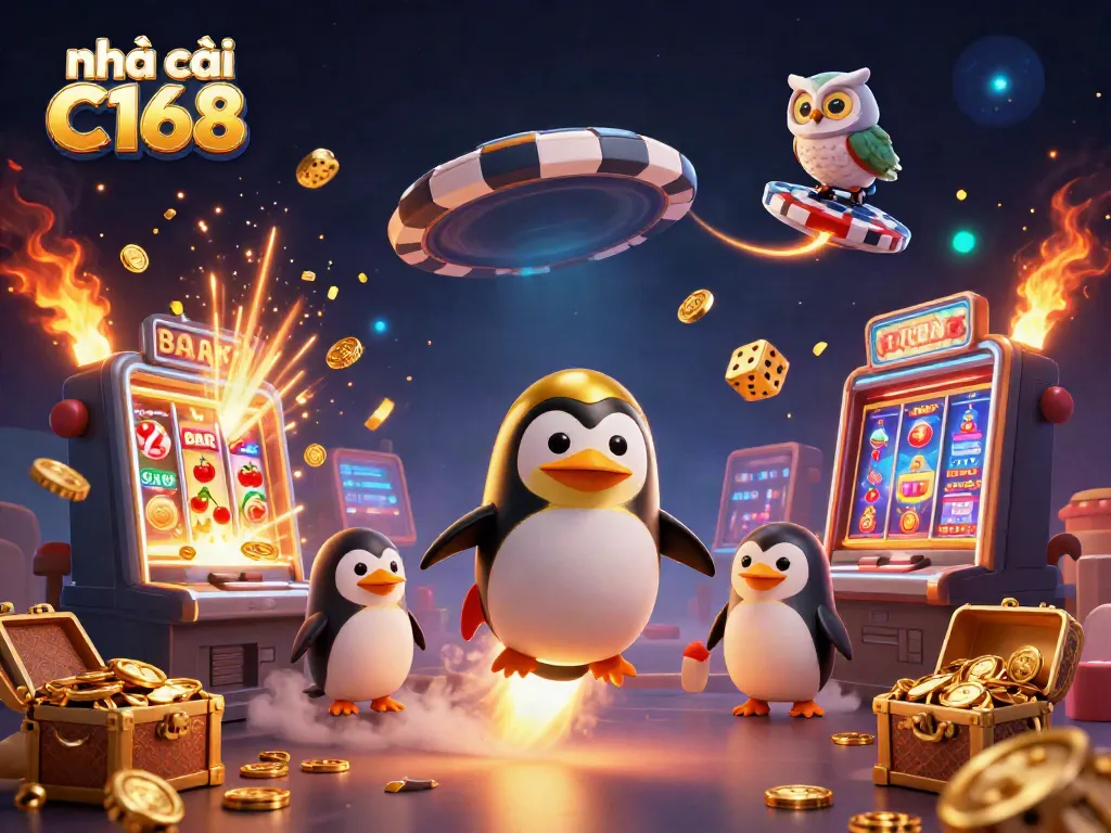 Experience excitement at nhà cái C168 with thrilling gaming elements like slots, jackpots, and golden coins.