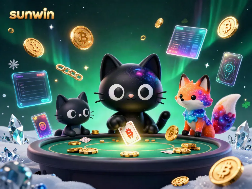 Experience thrilling fun at sunwin with a cosmic cat and fox in a vibrant casino.