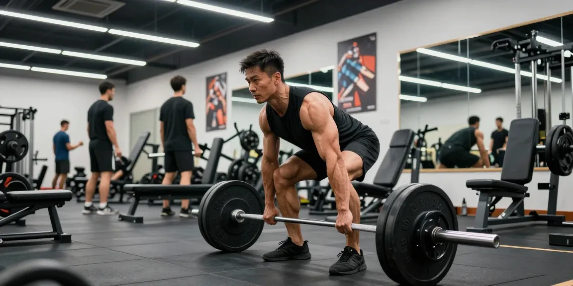Anabolika Shop Deutschland: Bodybuilder trainiert intensiv mit schweren Gewichten im Fitnessstudio.