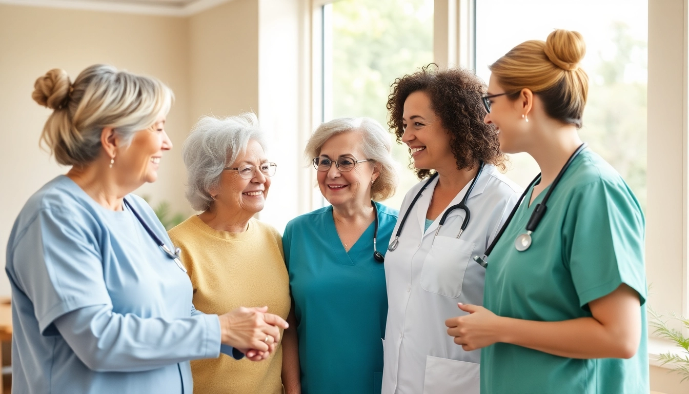 Professionelles Pflegepersonal engagiert in der personalgewinnung in der pflege, das bedeutende Bindungen zu Patienten aufbaut.
