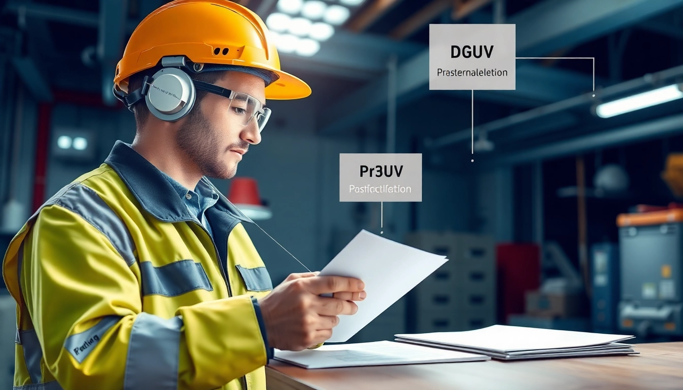 Technician performing DGUV V3 Prüfung to ensure electrical safety compliance in a workplace.
