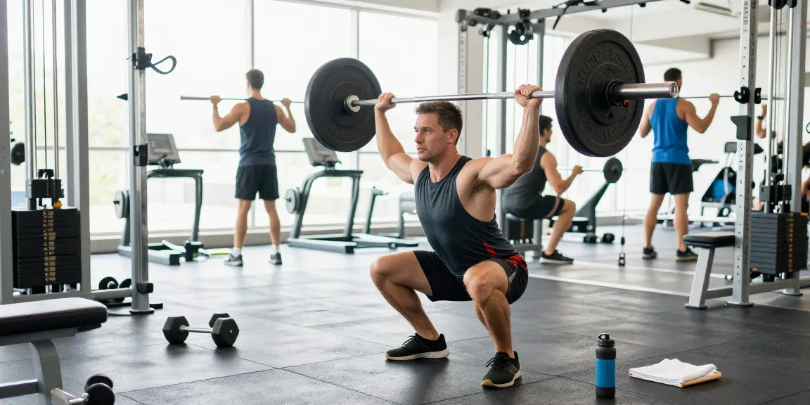 Anabolika Shop - Energetische Fitnessszene, die Athleten beim Training mit Gewichten zeigt und die Hingabe an Fitness hervorhebt.