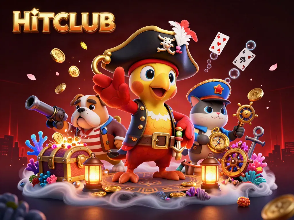 HITCLUB engages players with vibrant scenes of treasure and action in an exciting online gambling adventure.