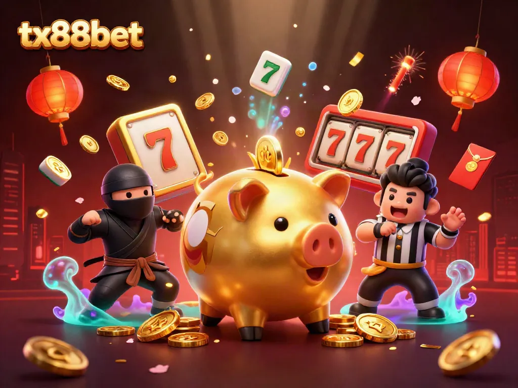 Engage in slot excitement at tx88bet with a dynamic scene featuring the golden sumo wrestler and vibrant casino elements