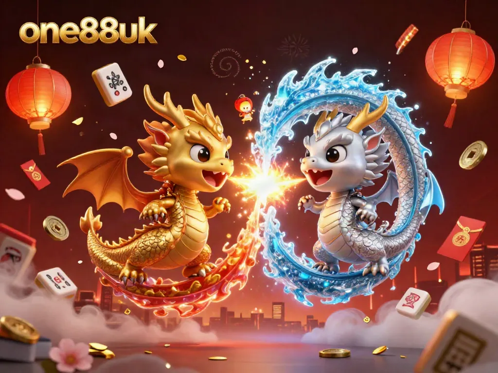 Engage in thrilling gameplay with one88uk as twin dragons unleash fire and ice in the sky.