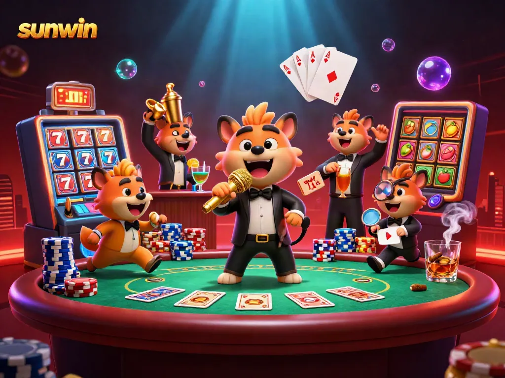 Enjoy vibrant casino action with Sunwin's comedic hyenas at their lively casino club.