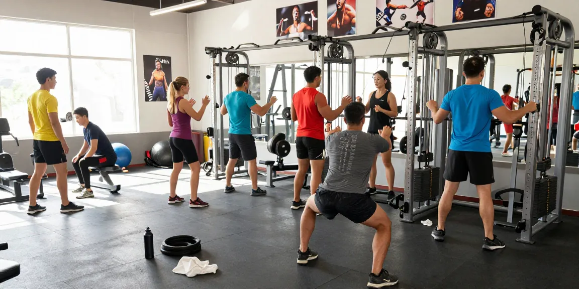 Aktive Fitness-Community im Astera Shop: Krafttraining und Motivation in voller Aktion.