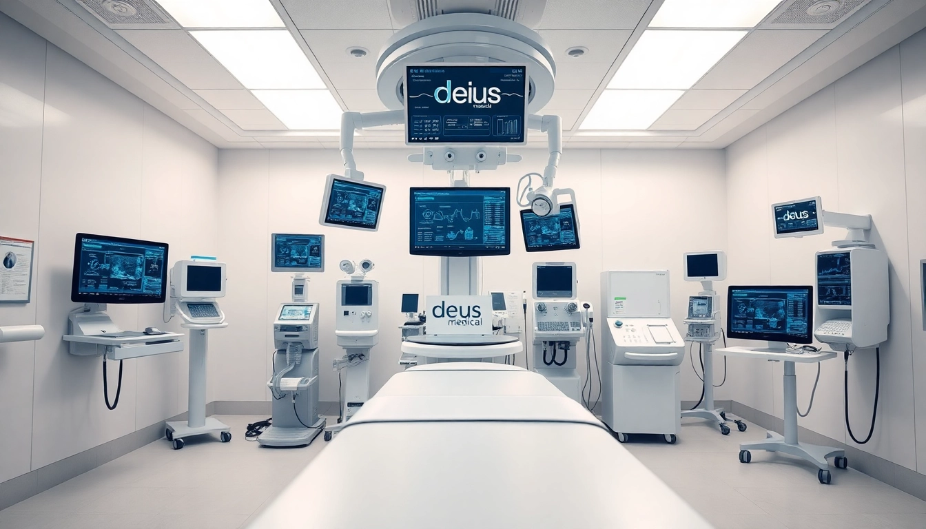 Verwaltende medizinische Geräte von deus medical in einer modernen Klinik-Umgebung.