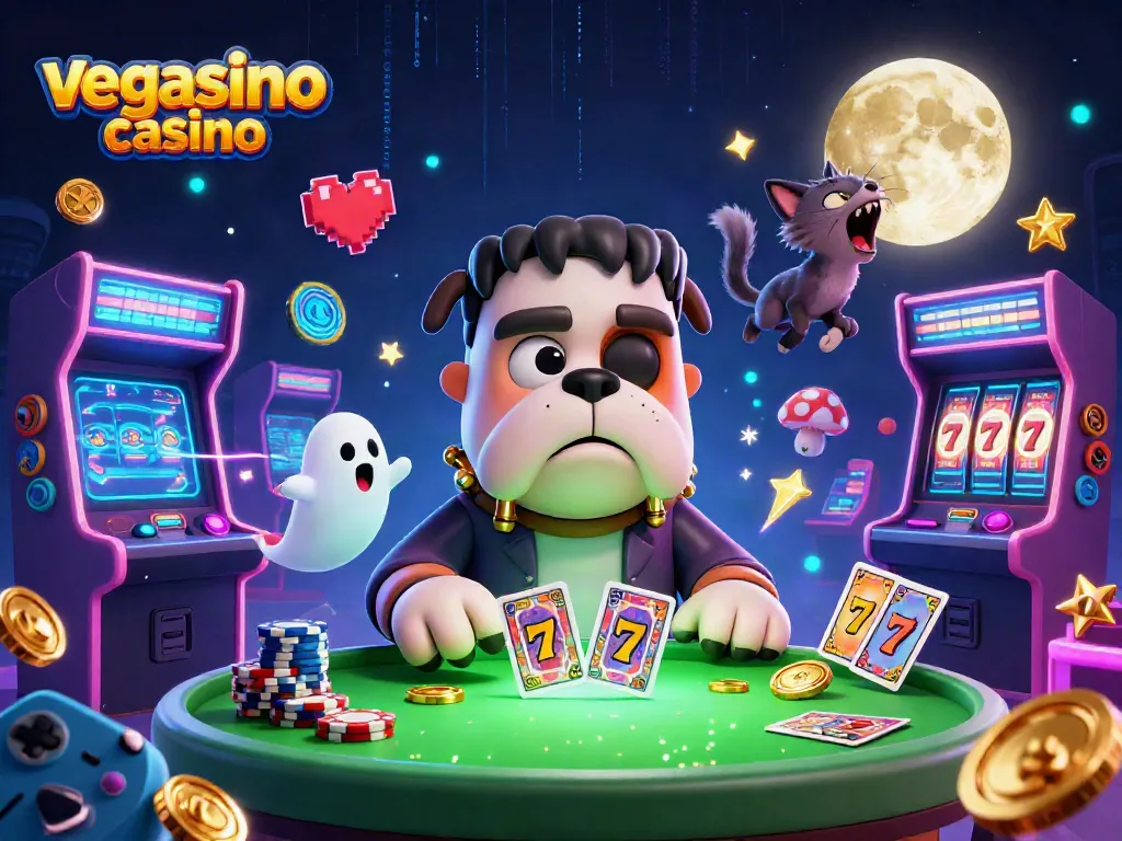 Experience the thrill of vegasino casino with a vibrant 3D illustration showcasing unique characters and games.