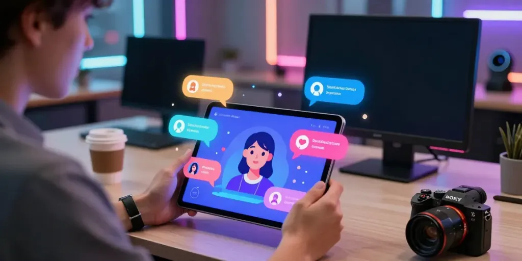 Immersive spicy AI chat interaction in a modern urban workspace.