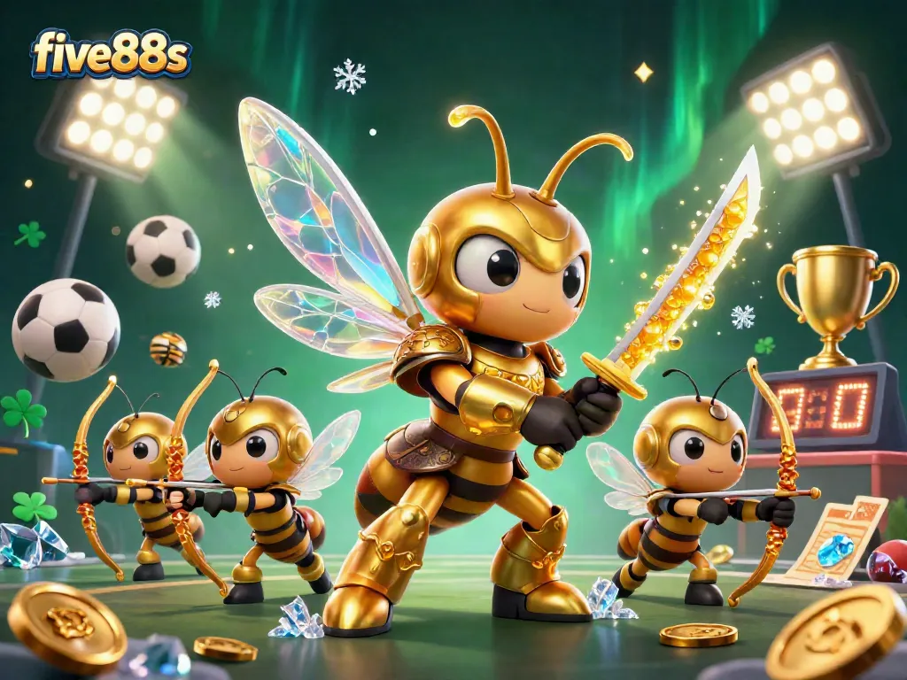 Engage with five88s in a dynamic sports betting scene featuring a samurai hornet and magical elements.