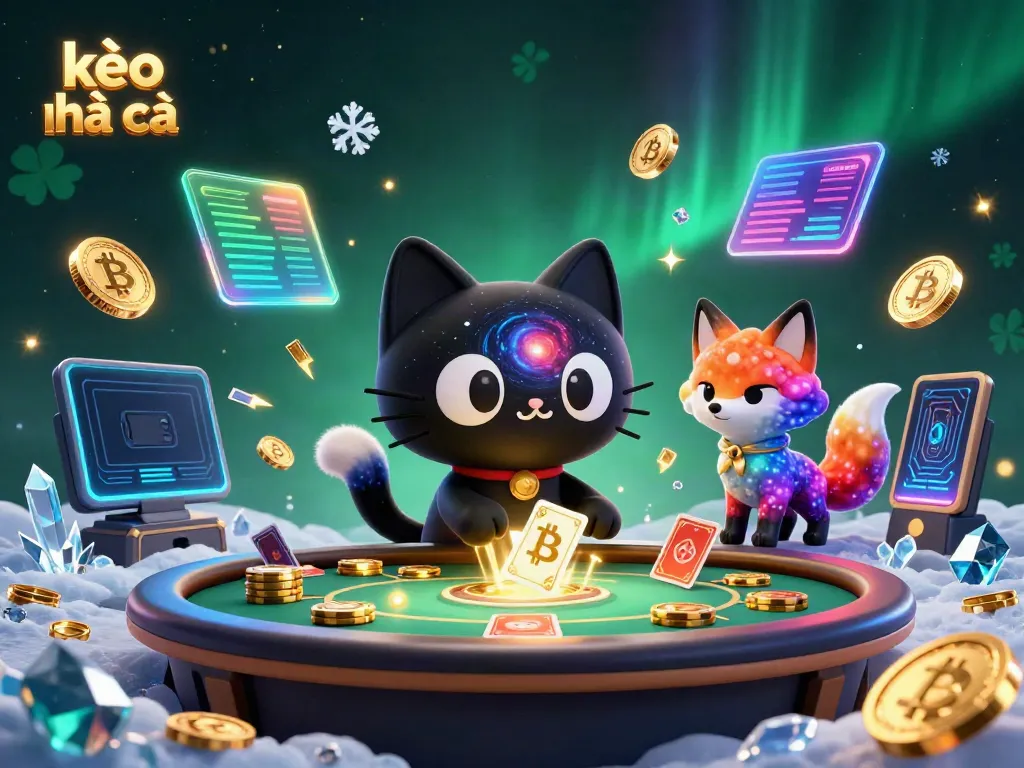 Engage with kèo nhà cái in this vibrant scene of a black hole cat pulling in chips at a cosmic casino.