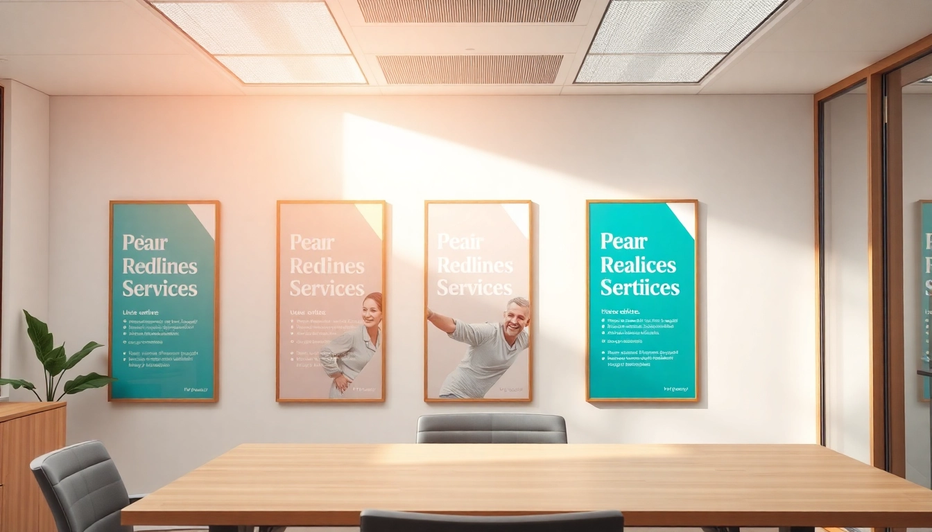 Gestalte pflegedienst werbung als kreative Anzeigen im modernen Büro mit Schreibtischrequisiten.